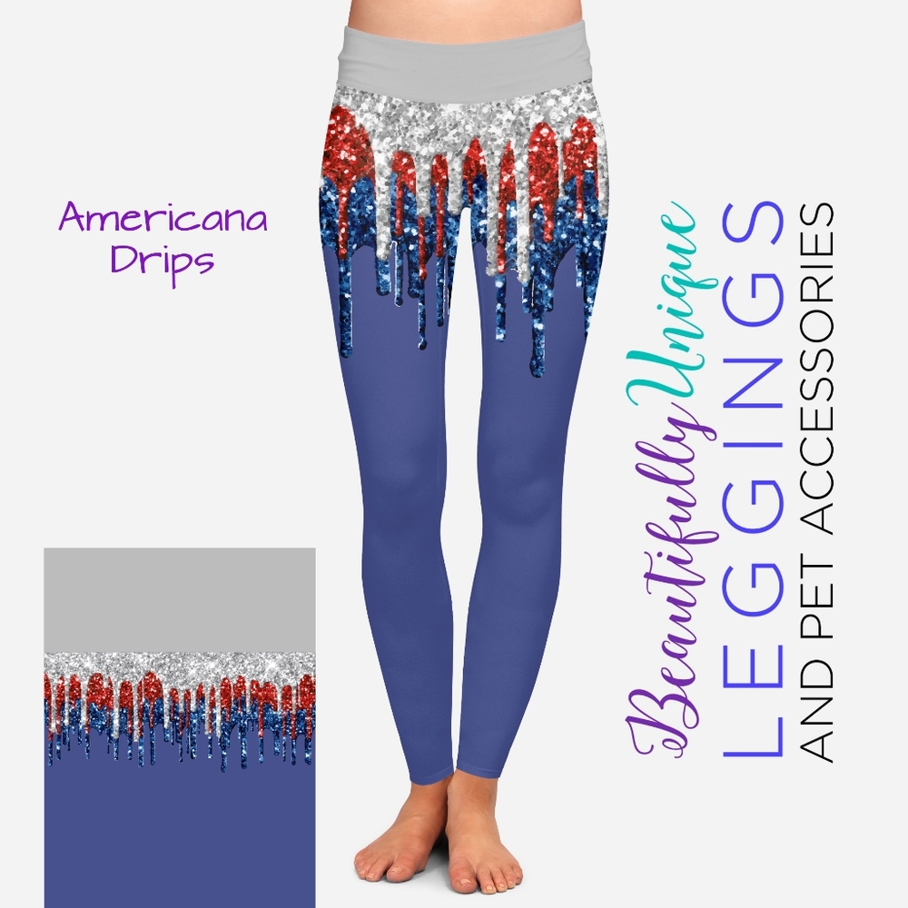 Americana Drips - 4th of July Fourth Glitter USA